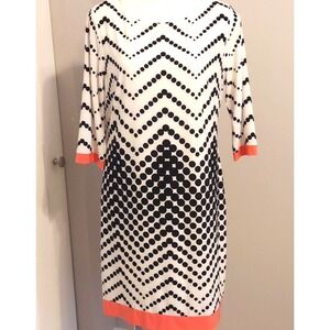 Studio One New York B&W Polka Dot Dress w 3/4 Sleeves Sz Ladies Large